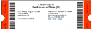 Snakes on a Plane Ticket.flickrCC.tarahunt