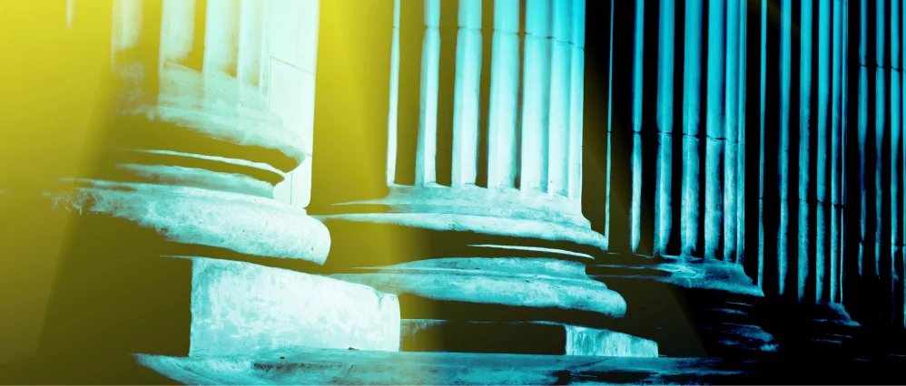 Close-up of a bright classical pillar