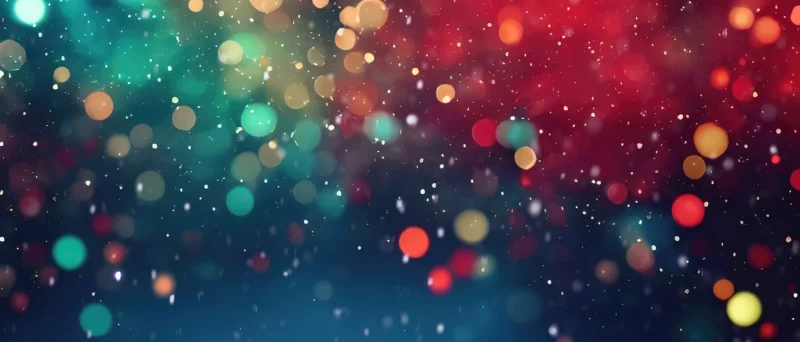 Abstract festive blurred background with beautiful glowing particles and round bokeh.