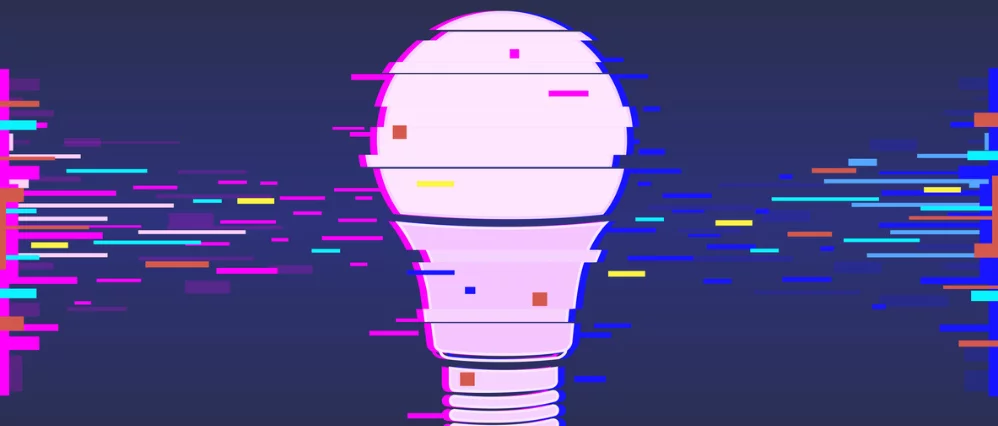 light bulb,glitch design,neon icon LED,