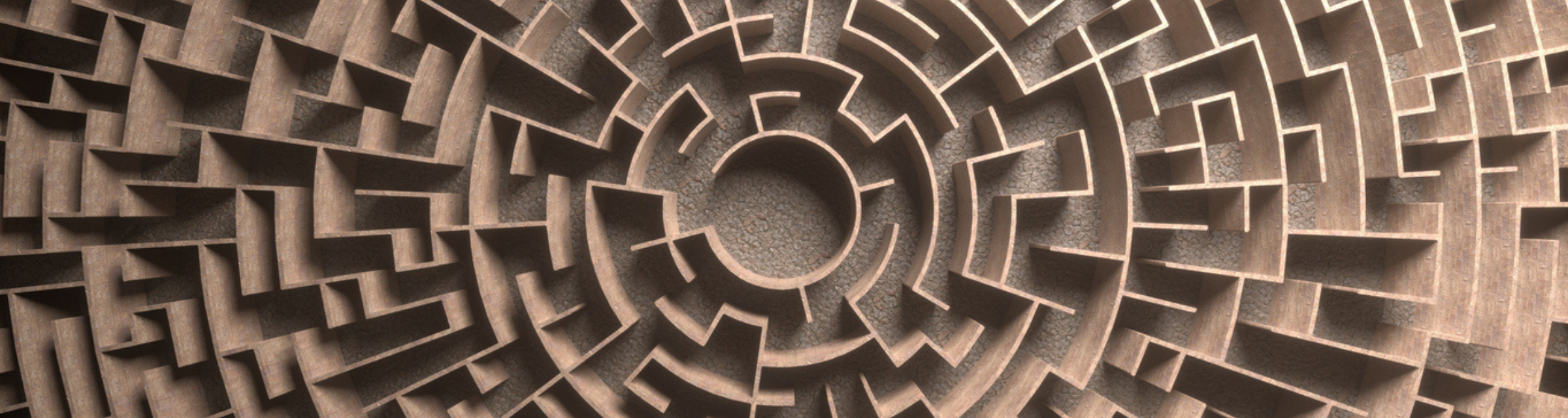 Maze Background. Huge Mysterious labyrinth. Circular maze. Labyrinth entrance. Challenge and problems concept.