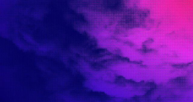 Halftone clouds with vivid gradients.