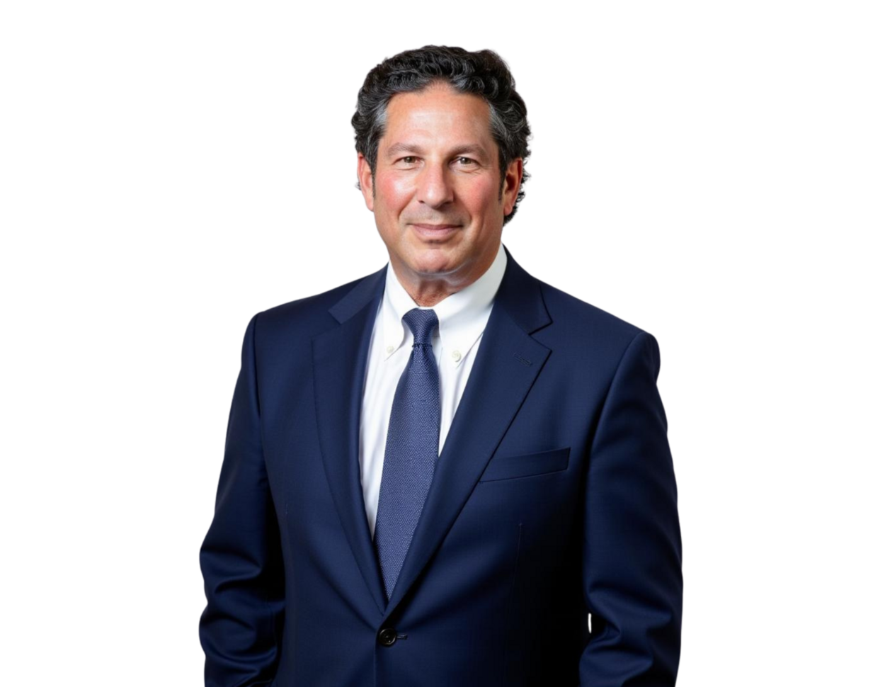 Headshot of Chairman, Neil Wasser, in a navy suit and blue tie.