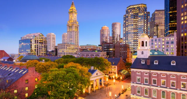 Boston, Massachusetts, USA downtown cityscape.