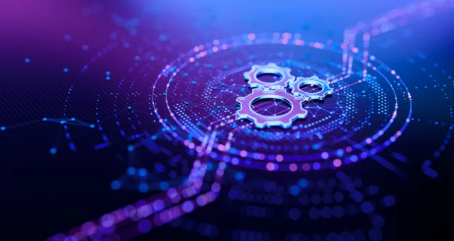 Digital background with a tech file and mechanical gears