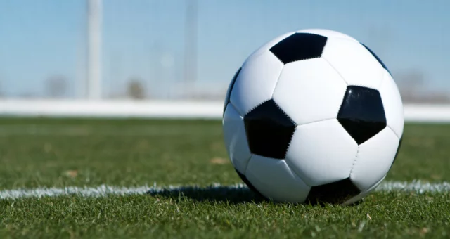 Soccer ball near the Goal.