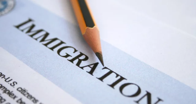 Close up of immigration application form