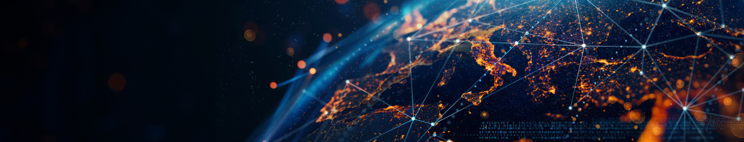 dynamic digital world map emphasize Western Europe continental for AI powered global network and connectivity big data transfer and cyber technology network information exchange and telecommunication concept with 3D software and Based on imagery from NASA