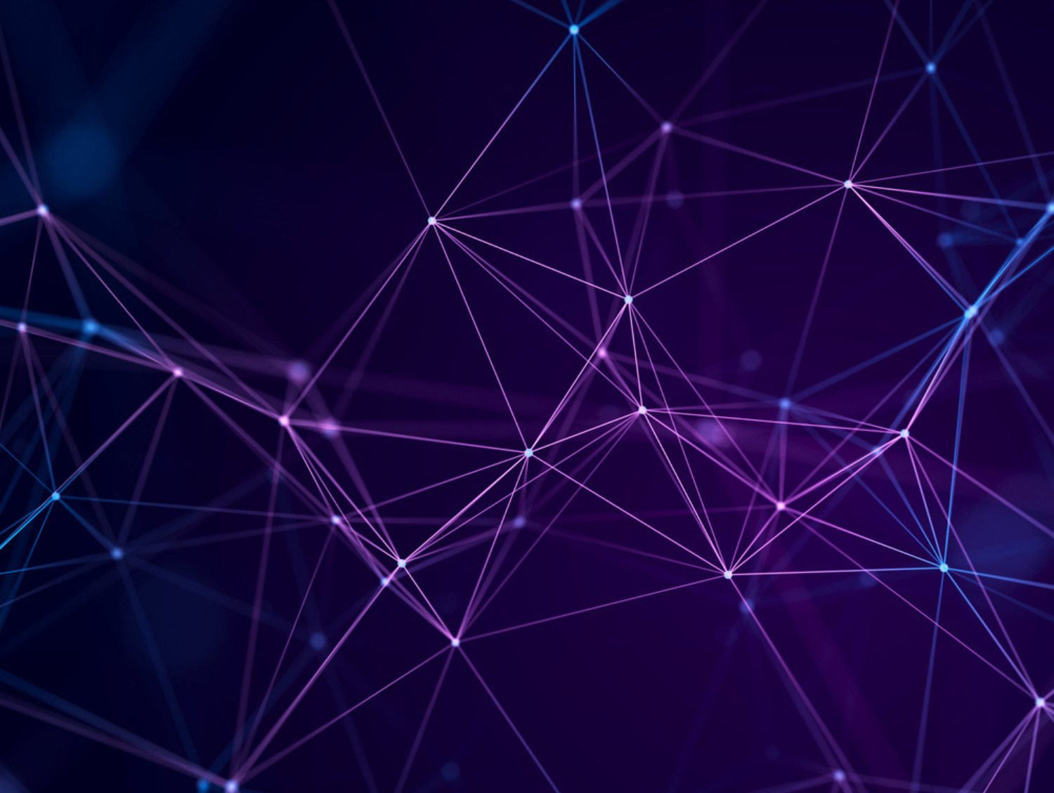 Abstract background with interweaving of colored lines and dots. Network connection structure. Data exchange. 3D rendering.