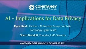 Cyber Academy Webinar: AI – Implications for Data Privacy
