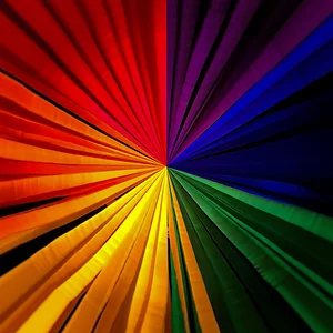 Vibrant abstract image of rainbow-colored rays converging at a central point, creating a dynamic burst effect. The symmetrical arrangement transitions smoothly from red through purple, blue, green, and yellow, evoking energy and diversity.