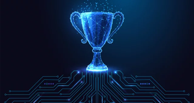 Blue digital award outline